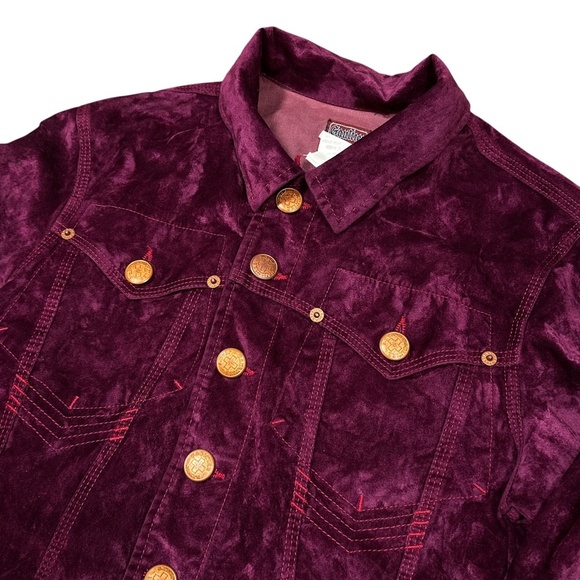 Vintage Jean Paul Gaultier Jeans Velvet Purple Gold Trucker Jacket Womens XS - Picture 3 of 14